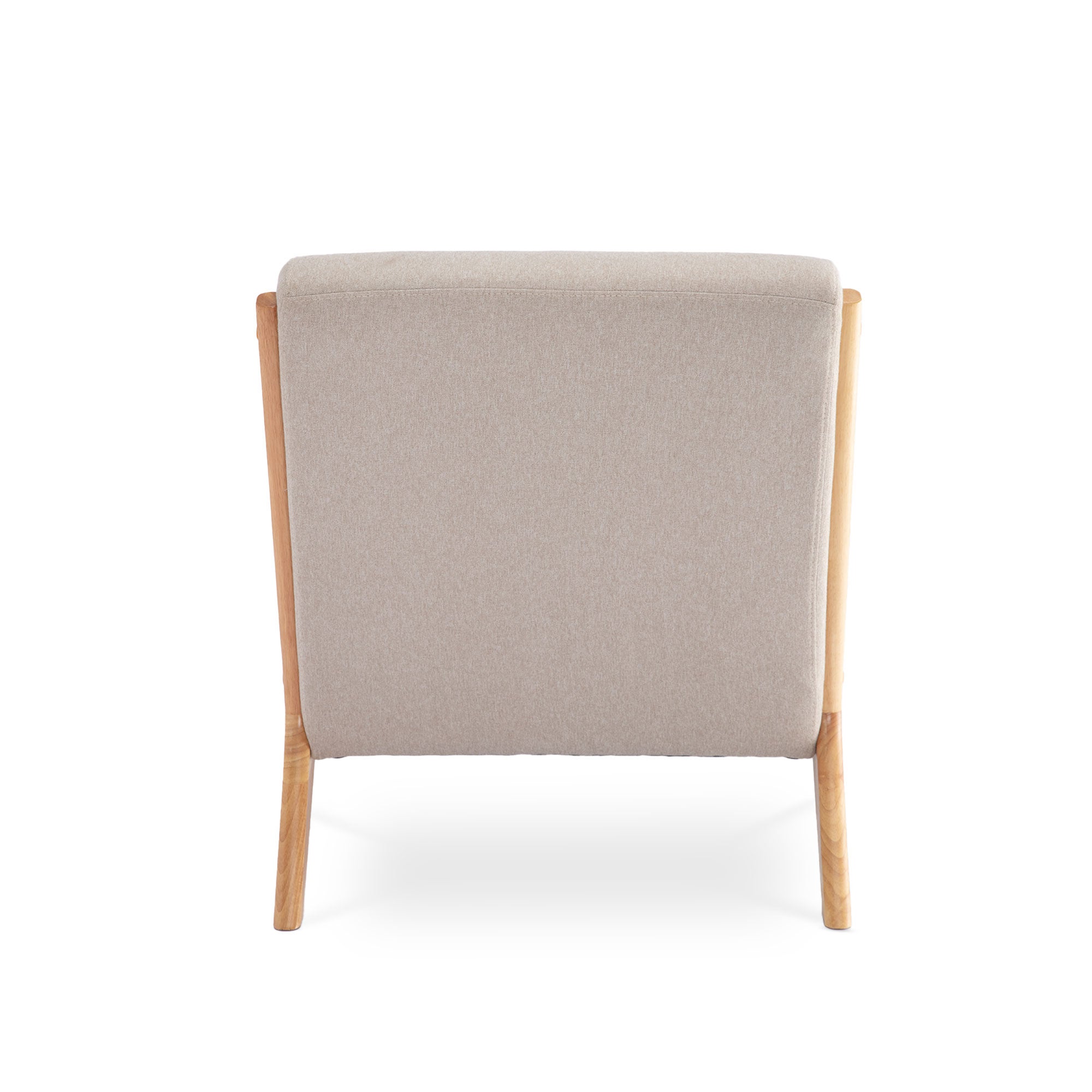 Fauteuil scandinave vintage MARIE lin beige et bois - 5
