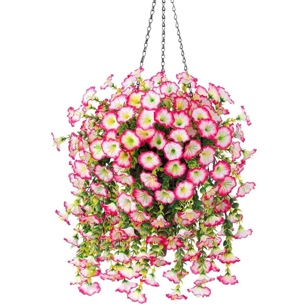 Couronne murale artificielle pour jardin extérieur en eucalyptus et ipomée, 5 pièces, 69 mailles, rose - 6