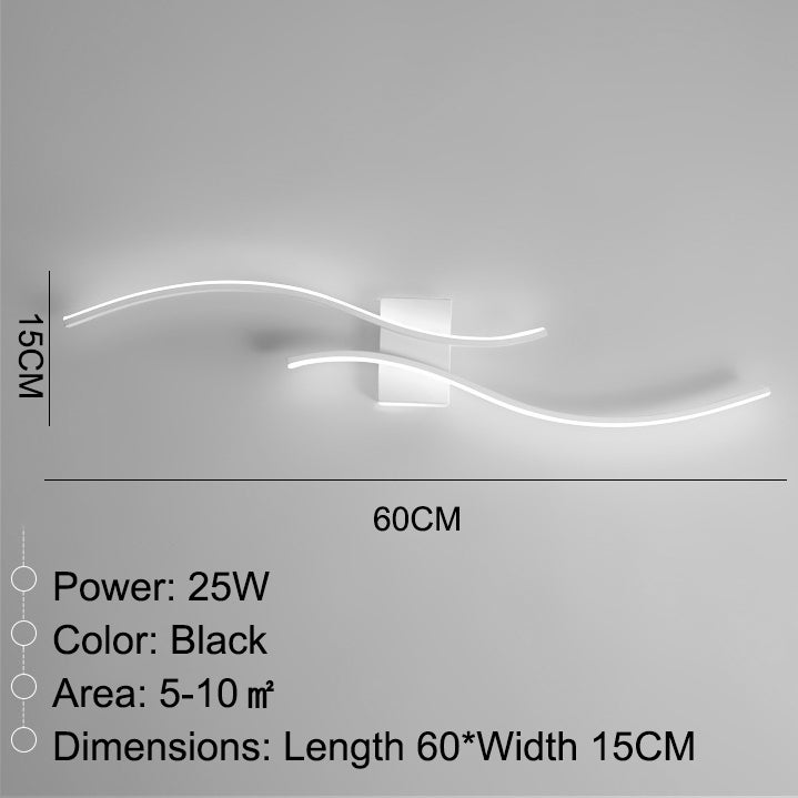 Aplique LED de pared de 60 cm x 15 cm, moderno aplique de arco, lámpara de noche para interior, luz de techo, 3 temperaturas de color (3000 K-6000 K) - 5