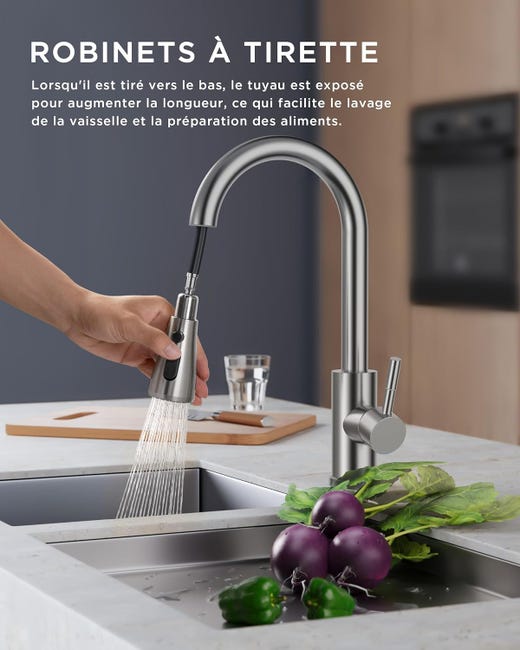 Robinet de Cuisine avec Pulvérisateur Extractible, Robinet Robinet de Cuisine avec Pulvérisateur Extractible, Robinet