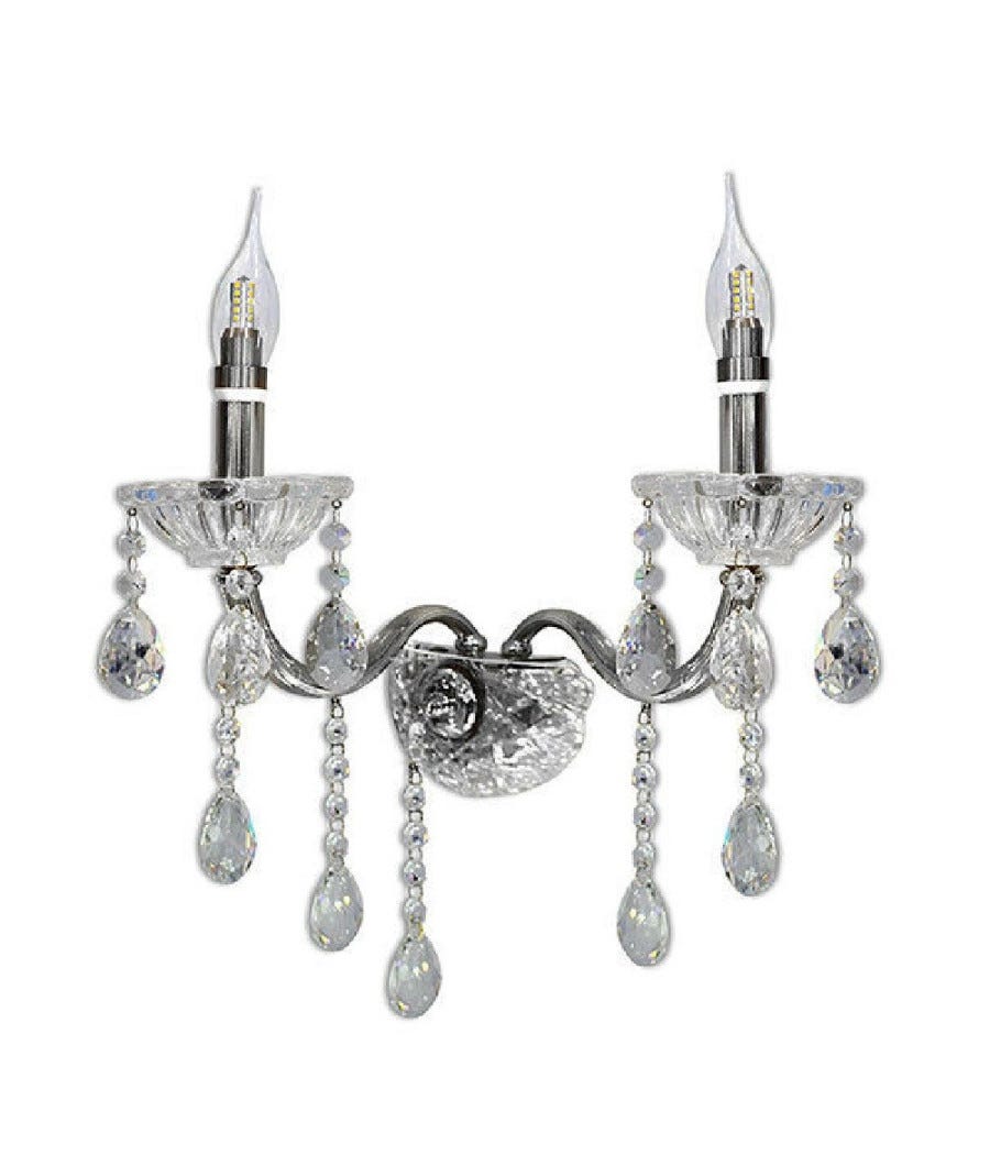 Trade Shop - Applique Candelabro Gocce Pendenti Cristallo Acrilico 2 Bracci Attacco E14 E35 - Argento | Leroy Merlin Trade Shop - Applique Candelabro Gocce Pendenti Cristallo Acrilico 2 Bracci Attacco E14 E35 - Argento | Leroy Merlin