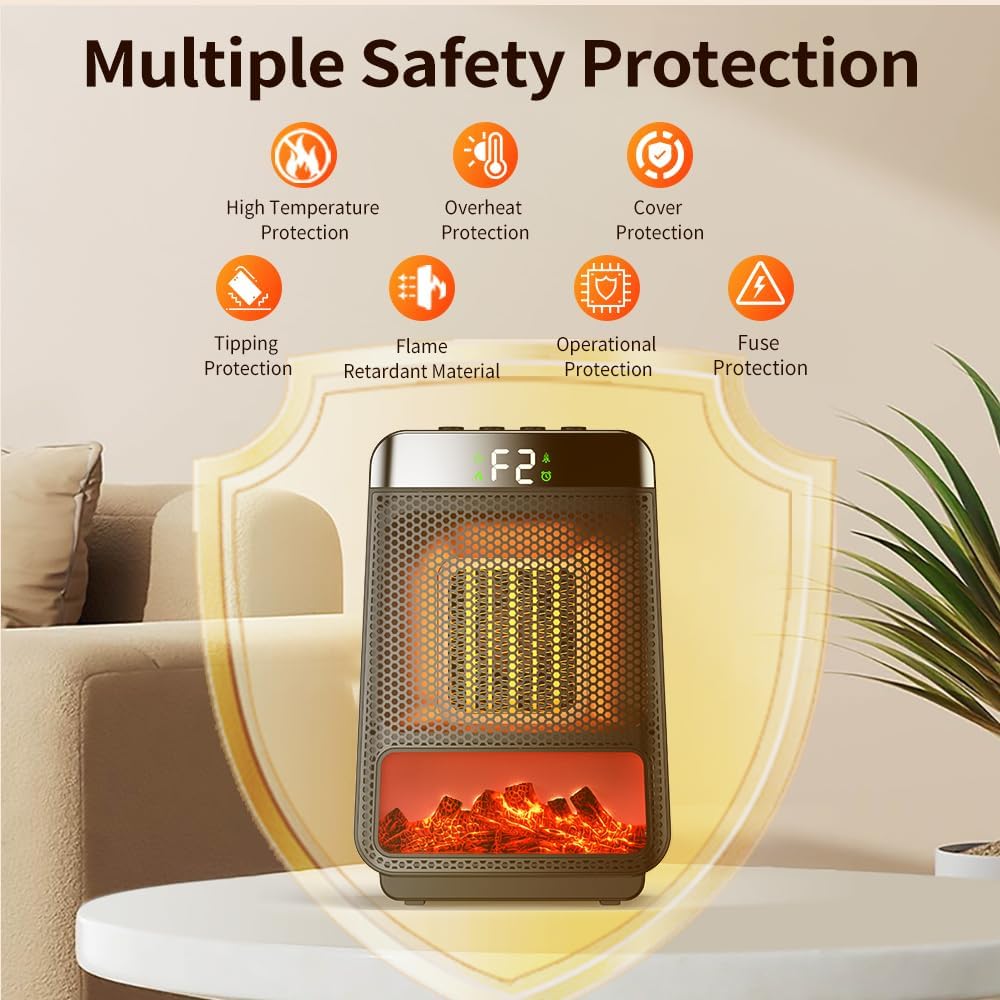 Ogrzewacz pomocniczy do użytku wewnątrz pomieszczeń, szybki elektryczny grzejnik ceramiczny 1000 W, 2 tryby - 5
