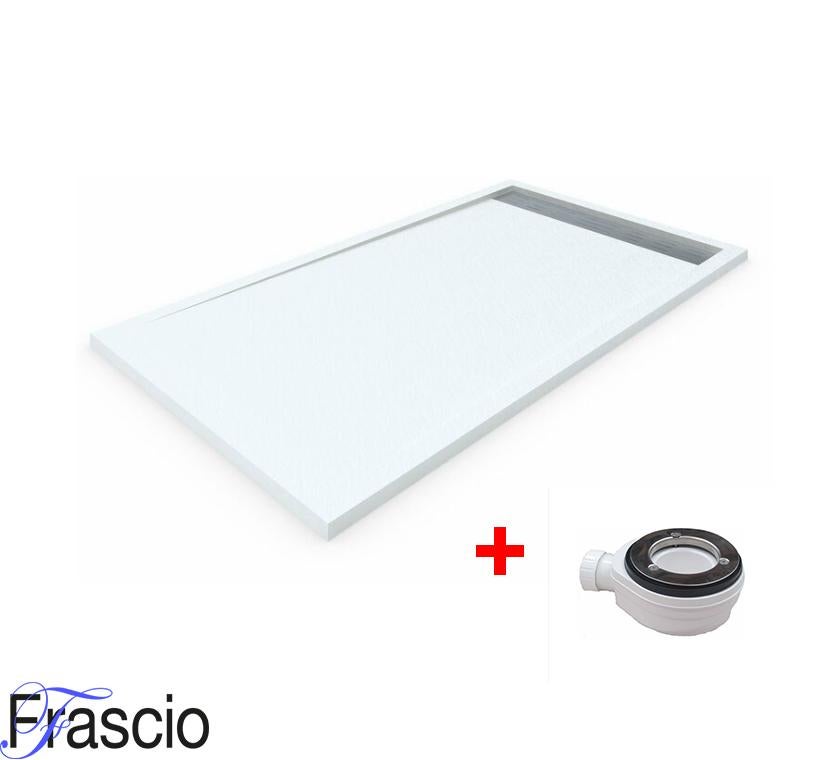 Receveur de douche 90X145 cm avec grille latérale Vulcano Line Slim noir en résine et poudre de marbre avec évacuation gratuite - FRASCIO - 4