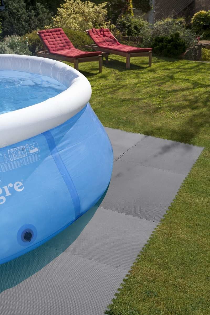 Lot de 9 dalles carrées pour piscine - 50 cm - Gre - Gris - 7