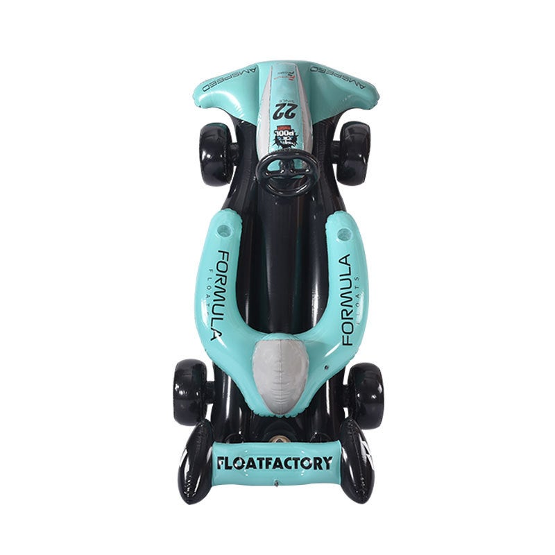 Bouée gonflable Formule 1 turquoise (L 220 x l 104 x H 70 cm) – Voiture de course avec volant pour piscine et plage (adultes et enfants) - 5