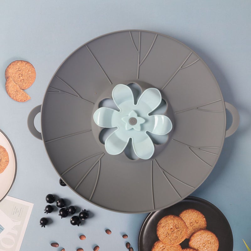 Silikonowa pokrywka zapobiegająca rozlewaniu do garnków i patelni, kuchnia (szara)