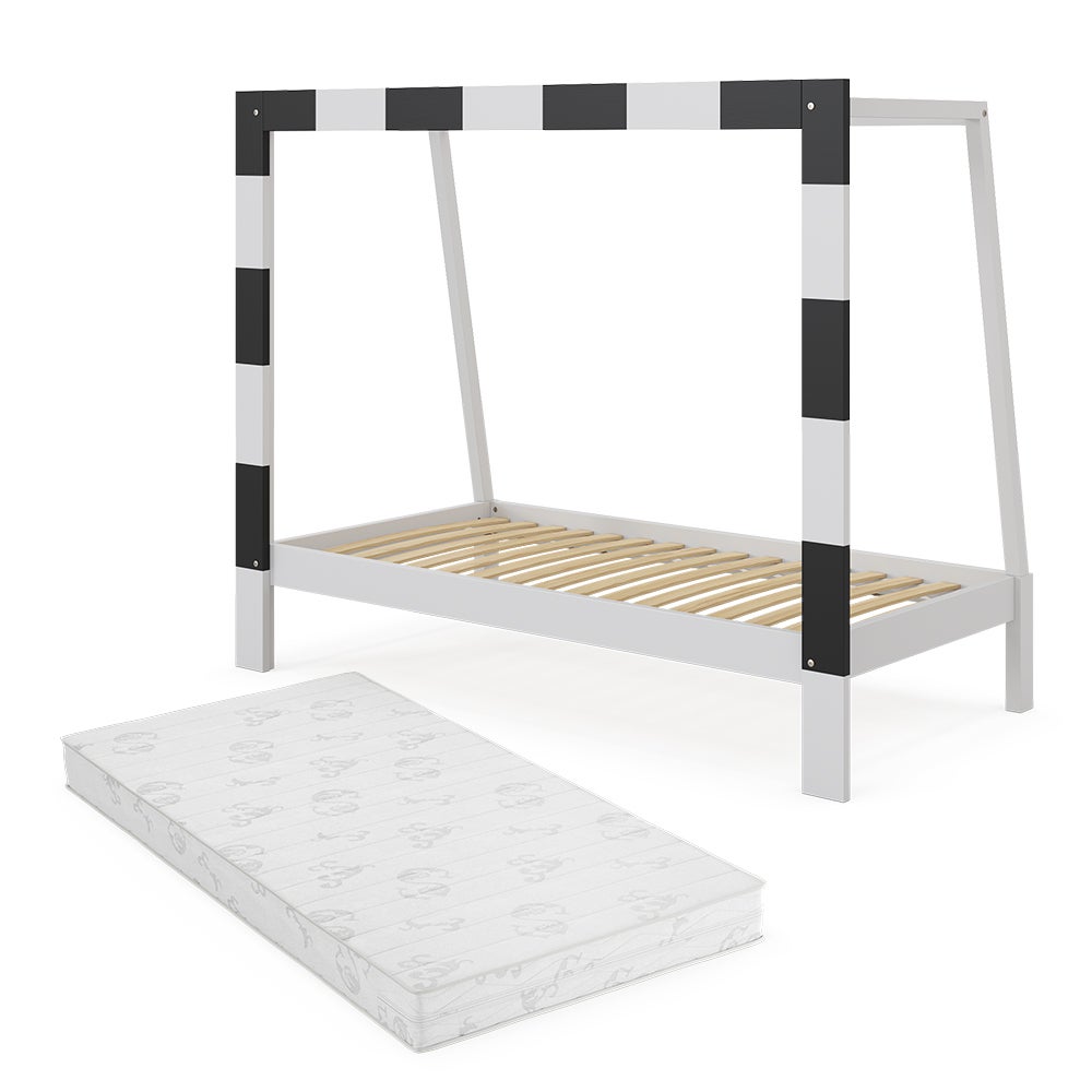 Vitalispa Łóżko dziecięce Football goal, Biały, 80x160 cm z materacem