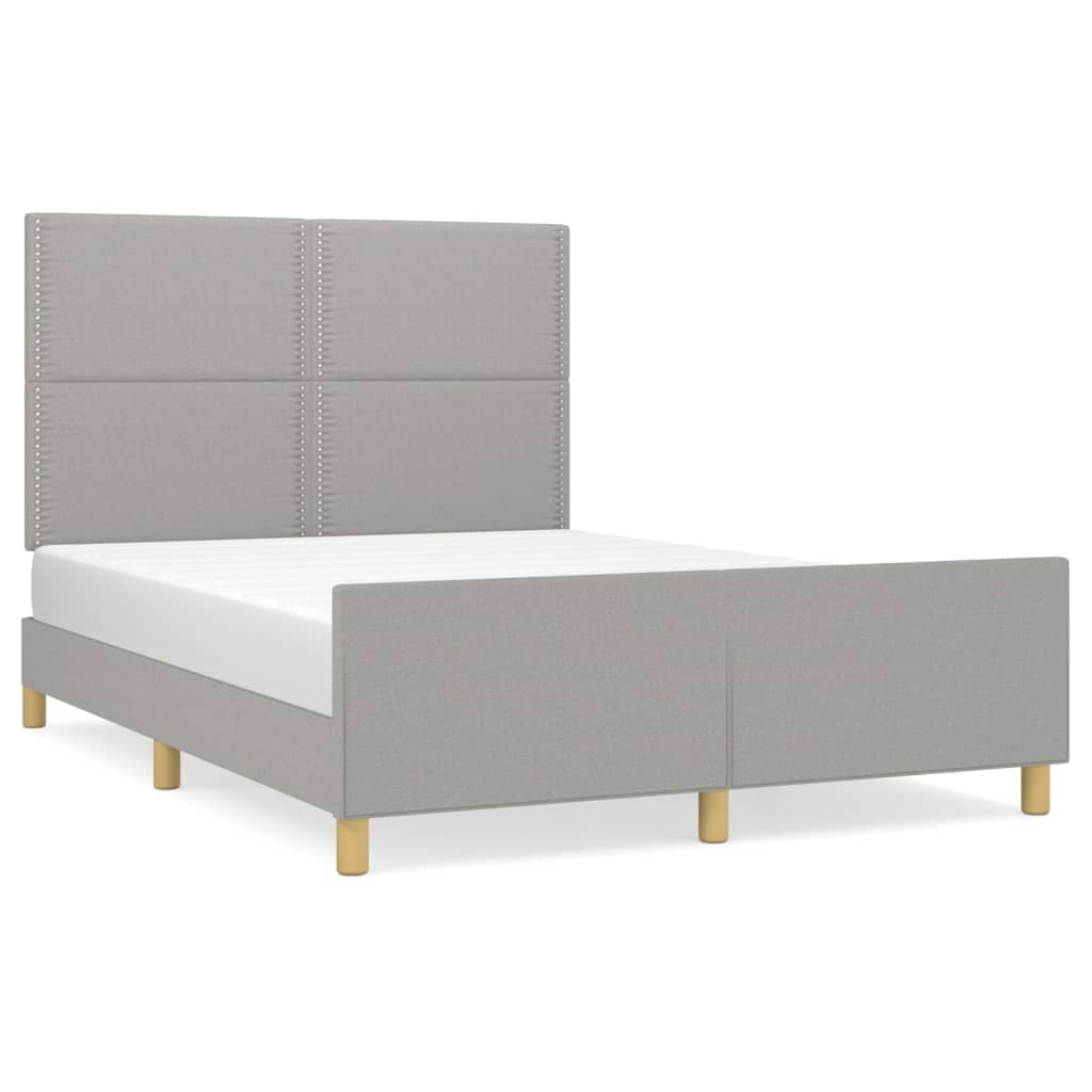 Cadre de lit sans matelas gris clair 140 x 200 cm tissu - 2