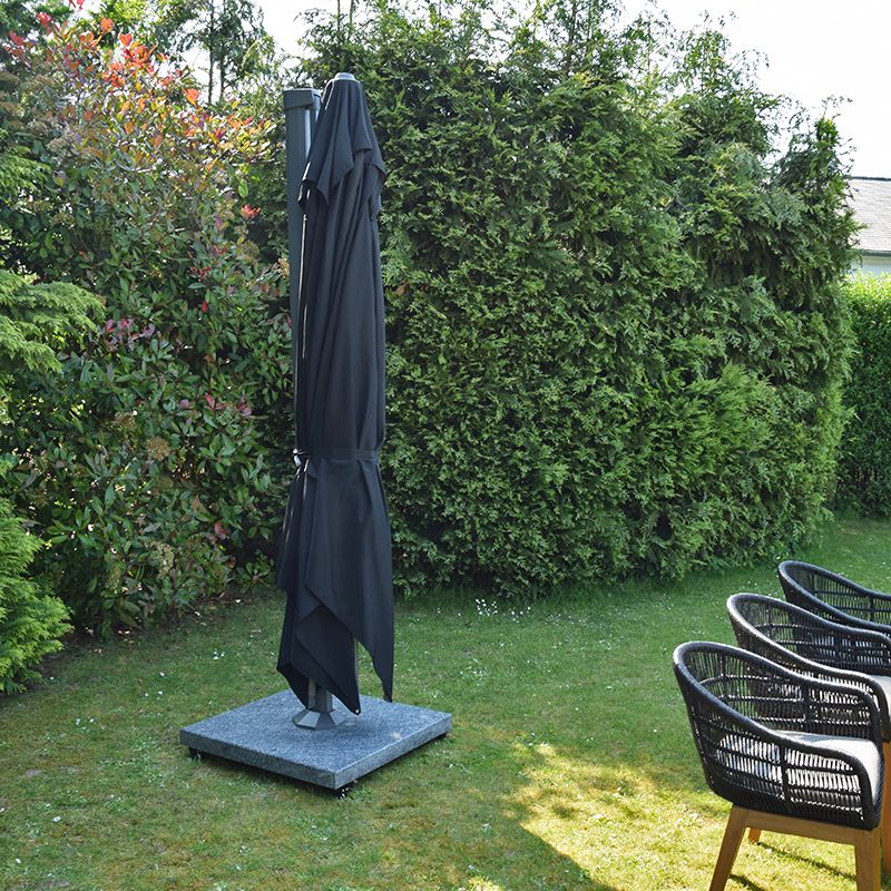 Pied de parasol en granite gris 120 kg avec roulettes Platinia - 7