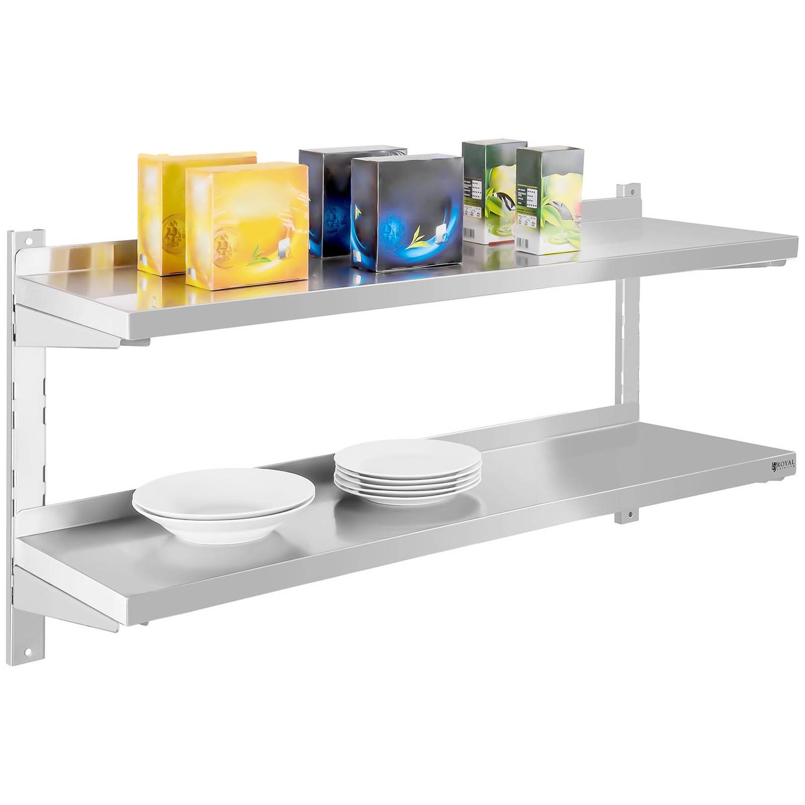 Étagère murale - Royal Catering - 120 cm de long - Acier inoxydable - 2