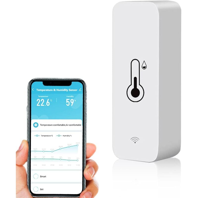 Inteligentny termometr i higrometr Wi-Fi, czujnik temperatury i wilgotności wewnętrzny/zewnętrzny Bluetooth