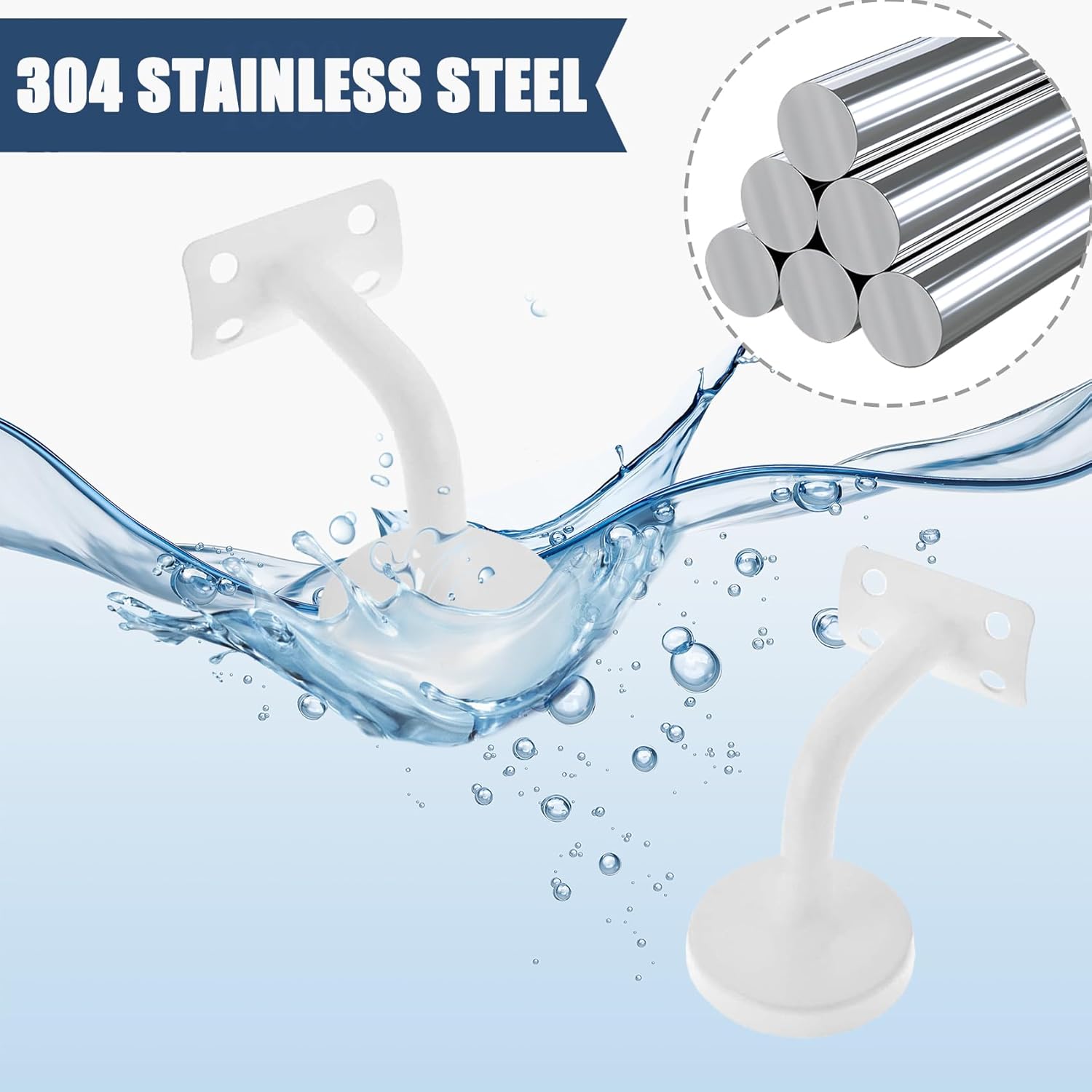 Supports de Main Courante Acier Inoxydable - 5 Pièces, Fixation Murale pour Rampe Escalier, Solide et Pratique - 3