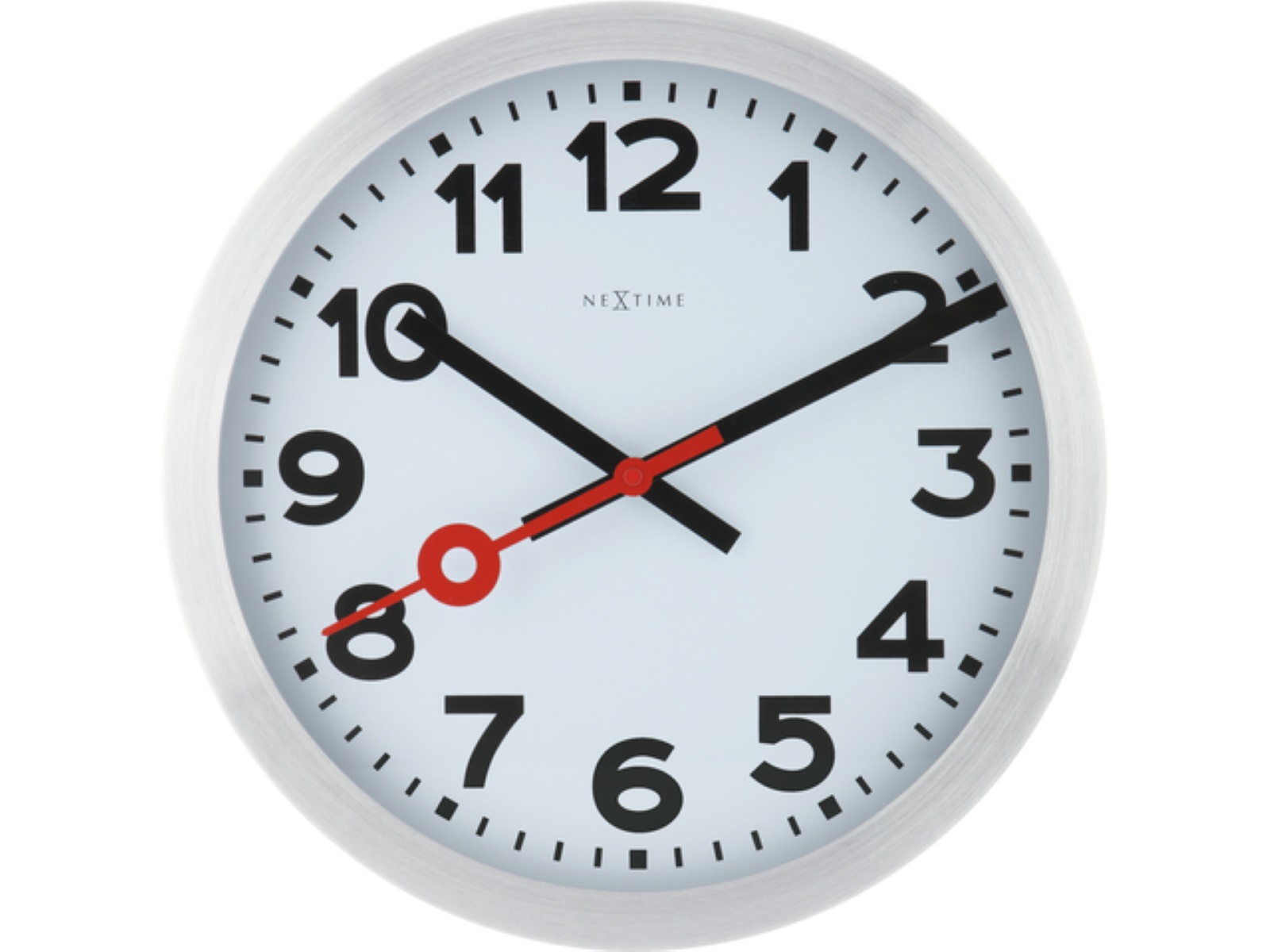 Nextime reloj de pared station con cifras y armazón de aluminio - 35 cm de diámetro