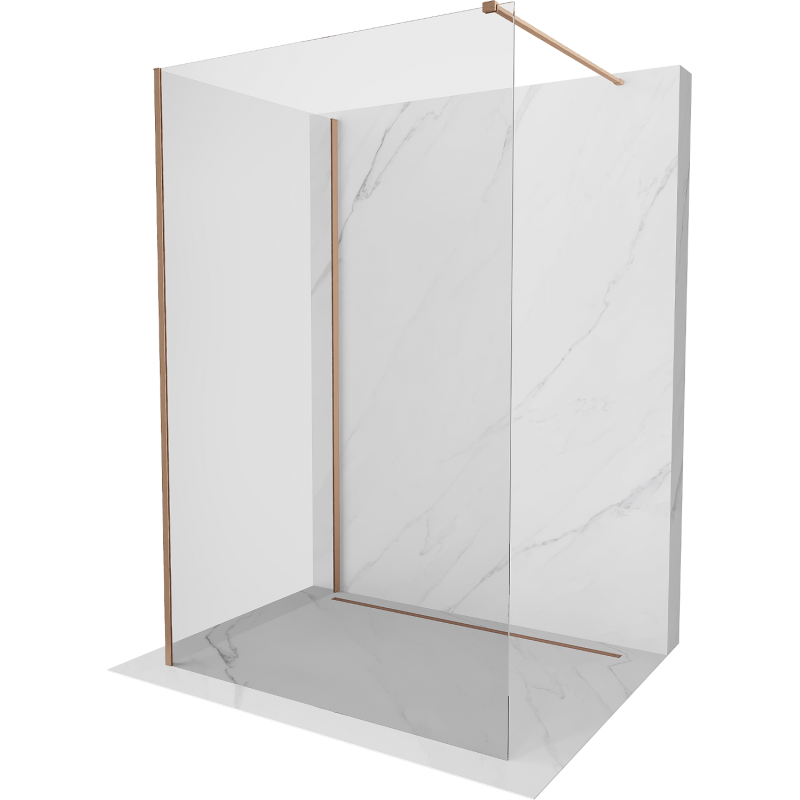 Mexen Kioto ścianka prysznicowa Walk-in 125 x 120 cm, transparent, miedź szczotkowana - 800-125-212-65-00-120