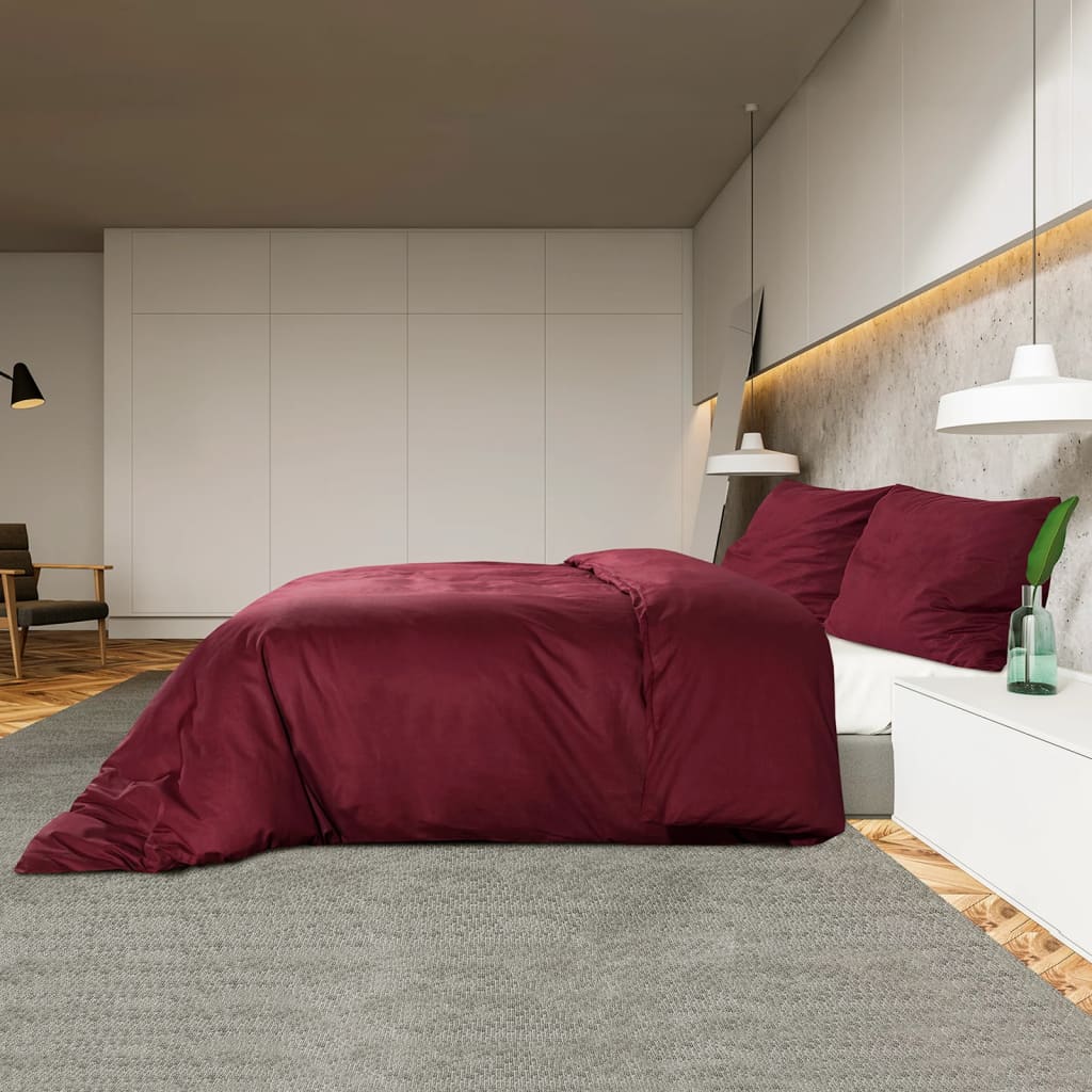 Conjunto de capa de edredão 200x200 cm microfibra leve bordô vidaXL - 4