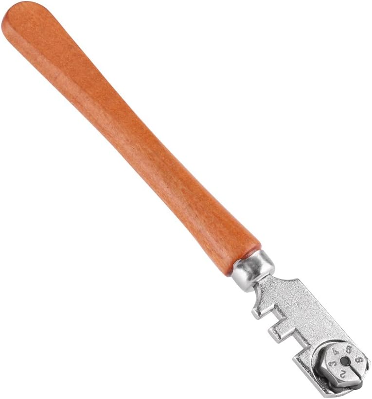 Przecinak do szkła, profesjonalne narzędzie do cięcia szkła o długości 130 mm z sześcioma kółkami i drewnianą rączką, do cięcia i oznaczania butelek w
