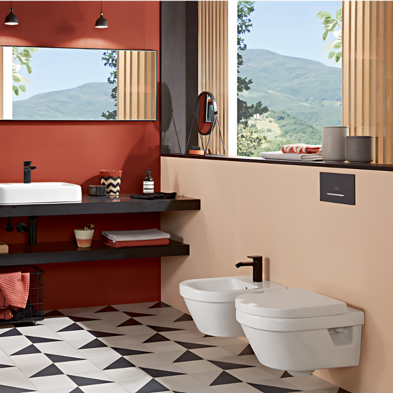 Pack WC sans bride VILLEROY ET BOCH Architectura avec abattant + bâti-support sol et mur Viconnect PRO + plaque chromée mat - 2