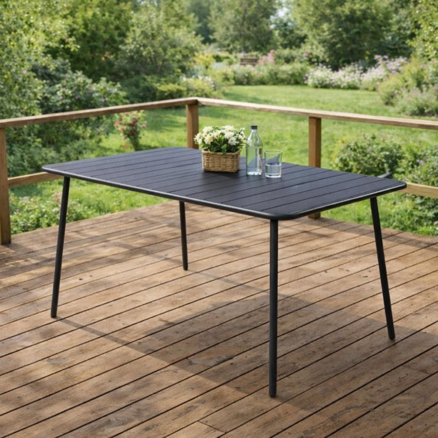 Table de jardin 4 à 6 places 120cm gris foncé BERGAME - 5