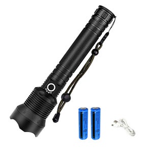 Torcia LED Tattica Ricaricabile Ultra Potente XHP90 - 3 Modalità Con Zoom - Impermeabile Per Campeggio Ed Emergenza - 4