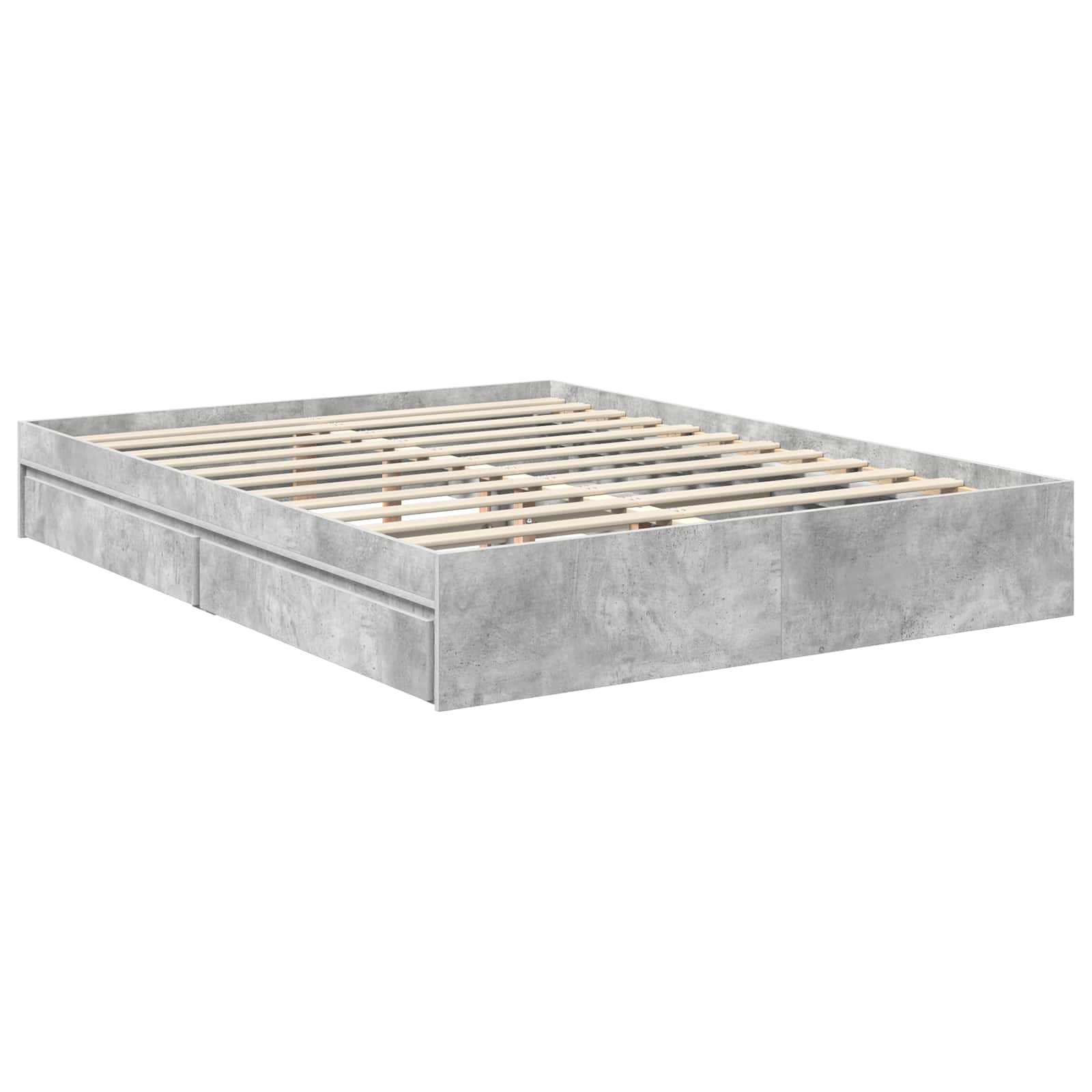 Lit avec rangement gris béton 150 x 200 cm panneau de bois - 6