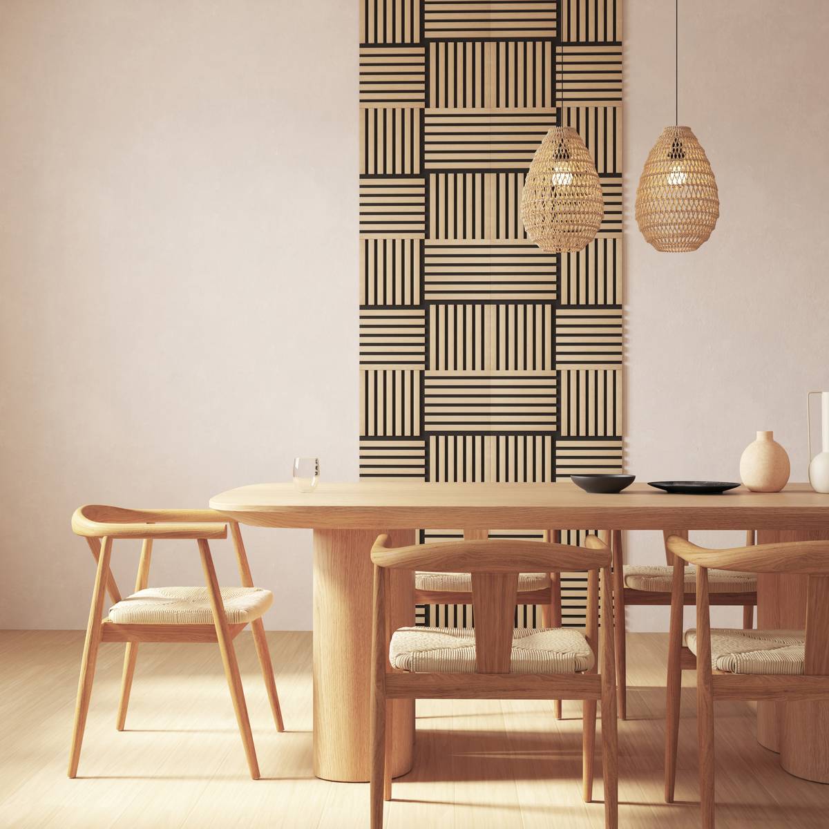 Lot de 3 panneaux décoratifs Colva beige fond noir 30x30cm - Atmosphera créateur d'intérieur - 2