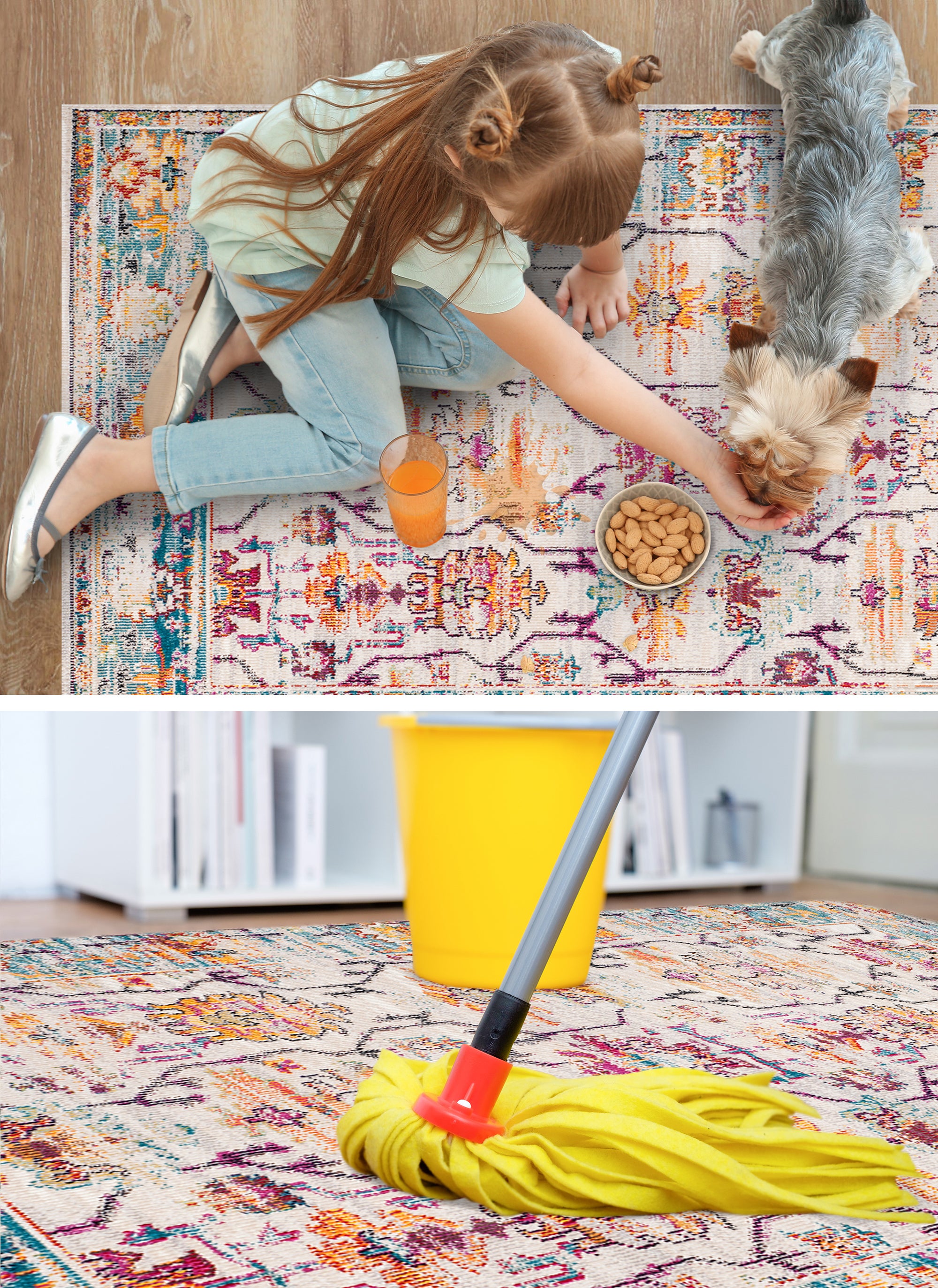 Tapis antidérapant en vinyle, Fez 160x240 cm - PVC imprimé, lavable, ignifuge, pour le salon et la cuisine - 4