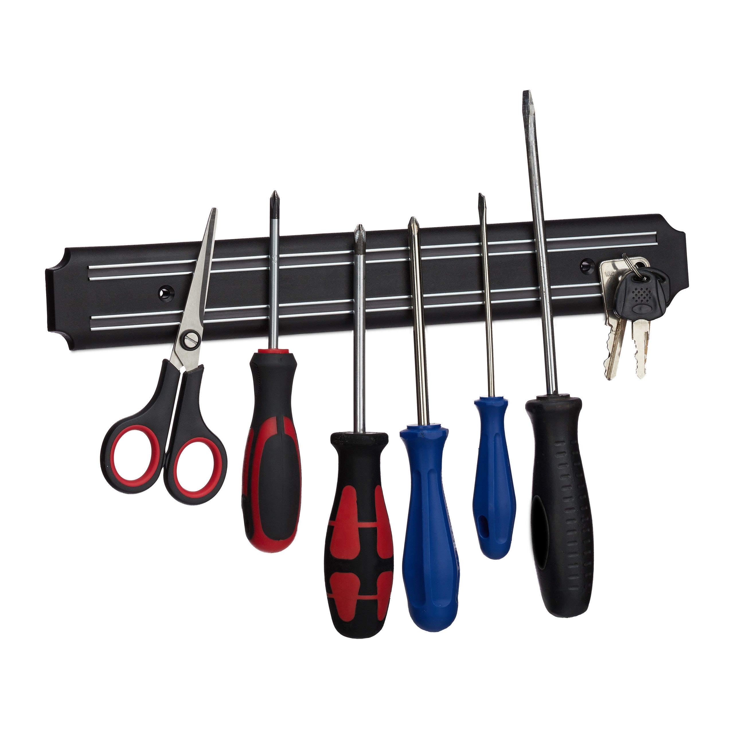 Imán Cuchillos y Herramientas, Poliestireno-Metal, Negro, 33 cm de ancho, Relaxdays - 7