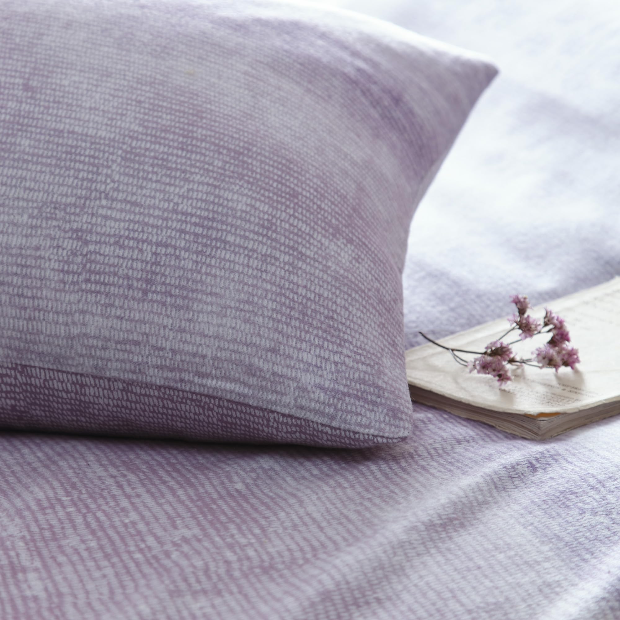 Appletree Hygge Anson Stripe - Set copripiumino in 100% cotone spazzolato, per letto singolo, colore: malva - 2