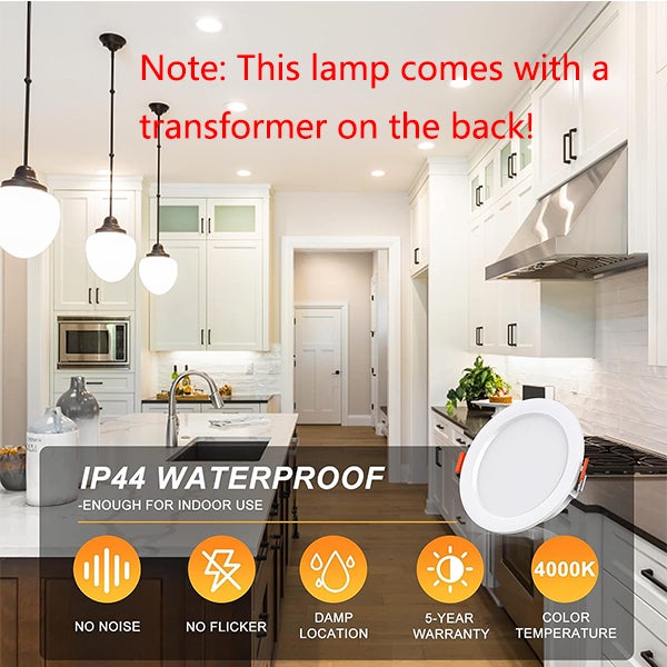 Confezione da 10 Faretti LED da Incasso, 5W Lumen Equivalenti a 50W Incandescente, Bianco 4000K, Ultra Piatti, per Bagno, Cucina, Soggiorno, Corridoio - 2