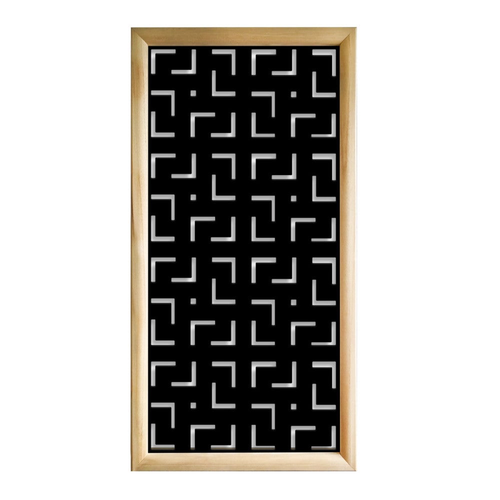 LABYRINTH M - Prostokątne moduły dekoracyjne z drewna i PVC - Rozmiar 73x148 cm - Grubość 64 mm - Kolor wewnętrzny CZARNY