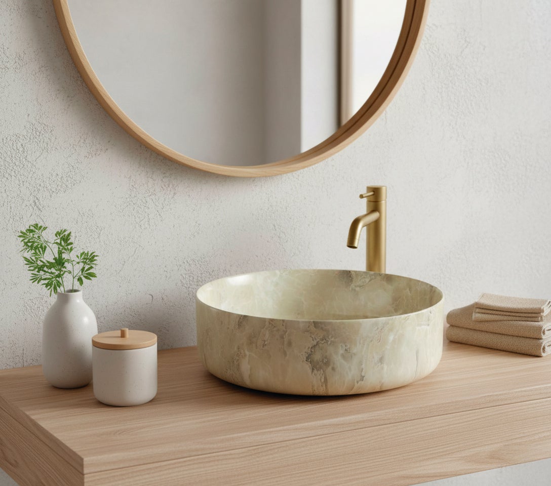 Lavatório de porcelana DALLAS CIRCULAR Travertino 360x120 mm - 2