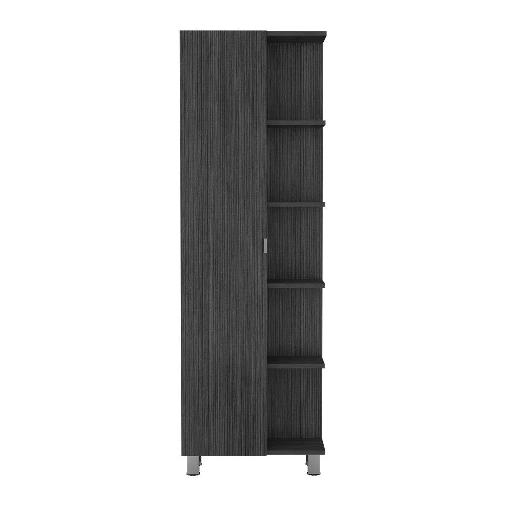 Torre de baño vertical Urano en melamina con 9 estantes , 157.9 cm X 51.18 cm X 21.4 cm , Gris / plata - 2