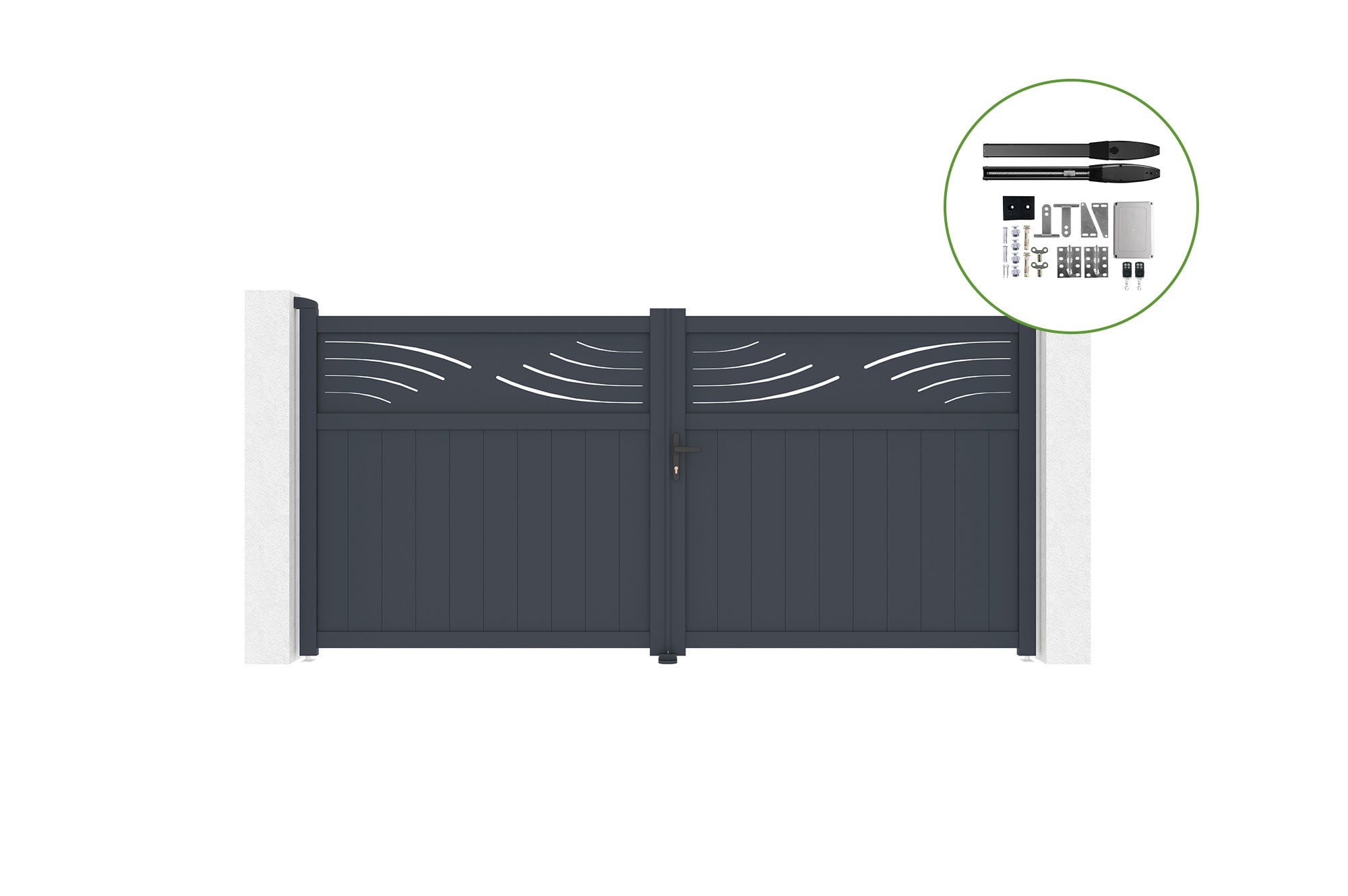 Brama skrzydłowa 3,4m HALTI H.160cm aluminiowa + napęd HICKER B200