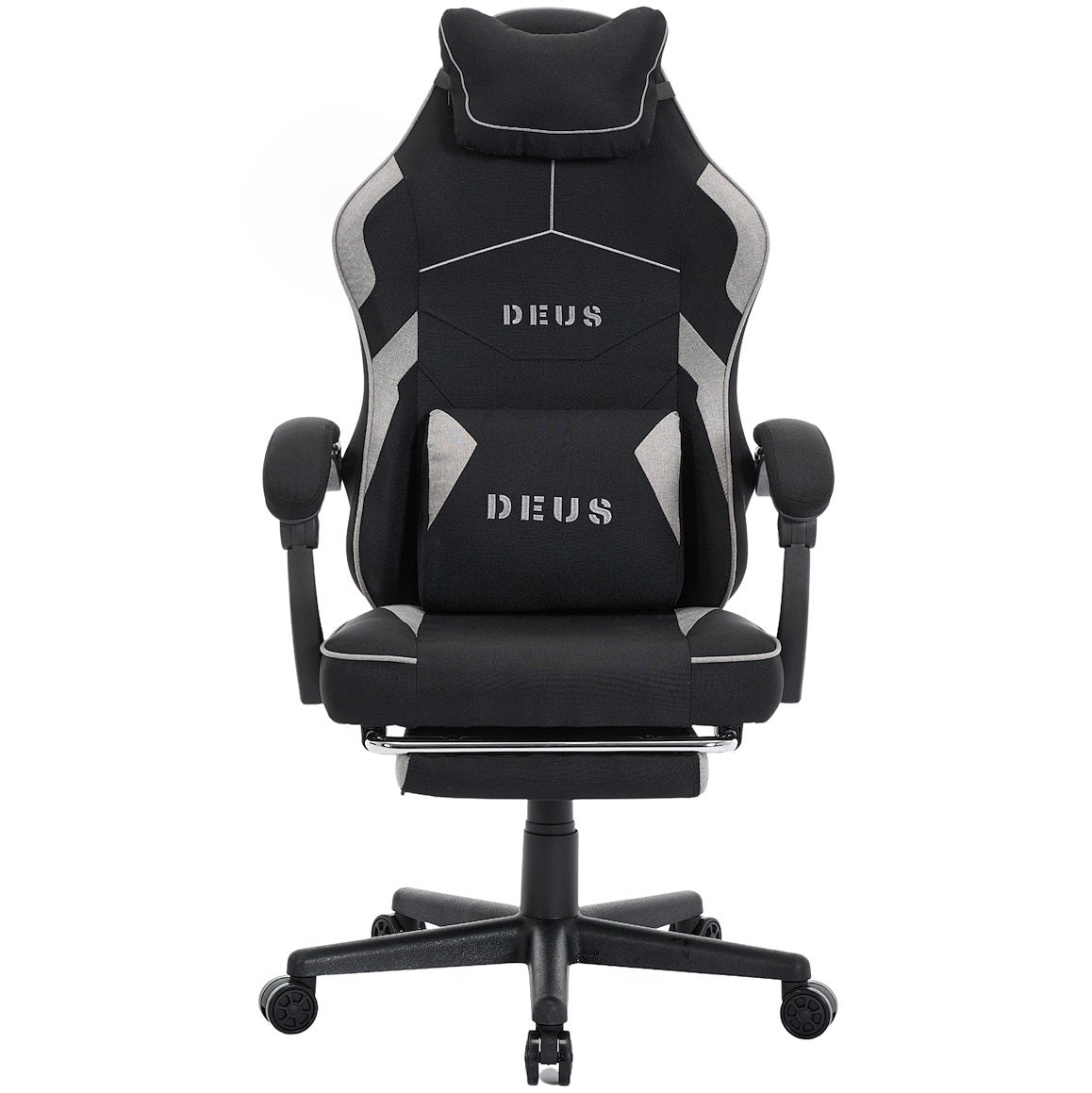 Fotel gamingowy biurowy oddychający z tkaniny z podnóżkiem Edge Black