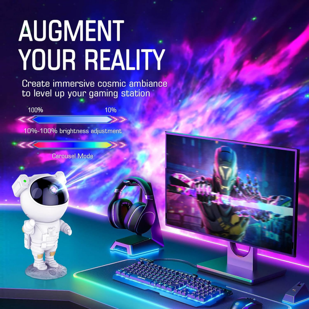 Projecteur d'étoiles,Astronaute Projecteur étoilé 360° Projecteur Galaxy réglable avec télécommande Spaceman Lumière nocturne - 4