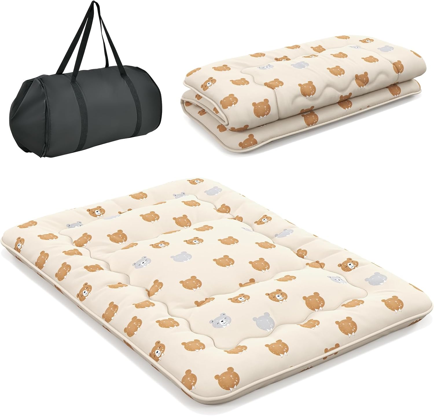 YOUGANG Matelas Futon Japonais Pliable 100x200 Cm – Matelas Sol Enroulable Tatami Gris – Idéal Invité, Chambre, Salon, Yoga, Camping