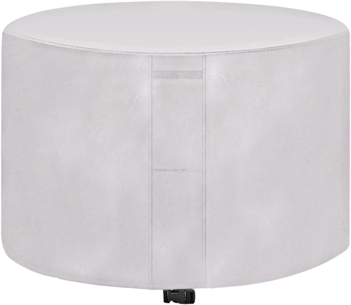 Wodoodporny pokrowiec ochronny na okrągłe meble ogrodowe, tkanina Oxford 420D, wiatroodporny, odporny na promieniowanie UV, srebrny, 185 x 110 cm