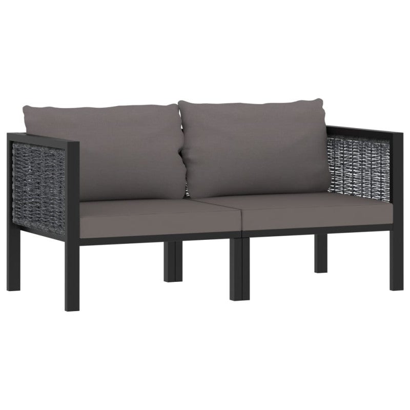 2-osobowa sofa ogrodowa z poduszkami, antracytowa, polirattan vidaXL