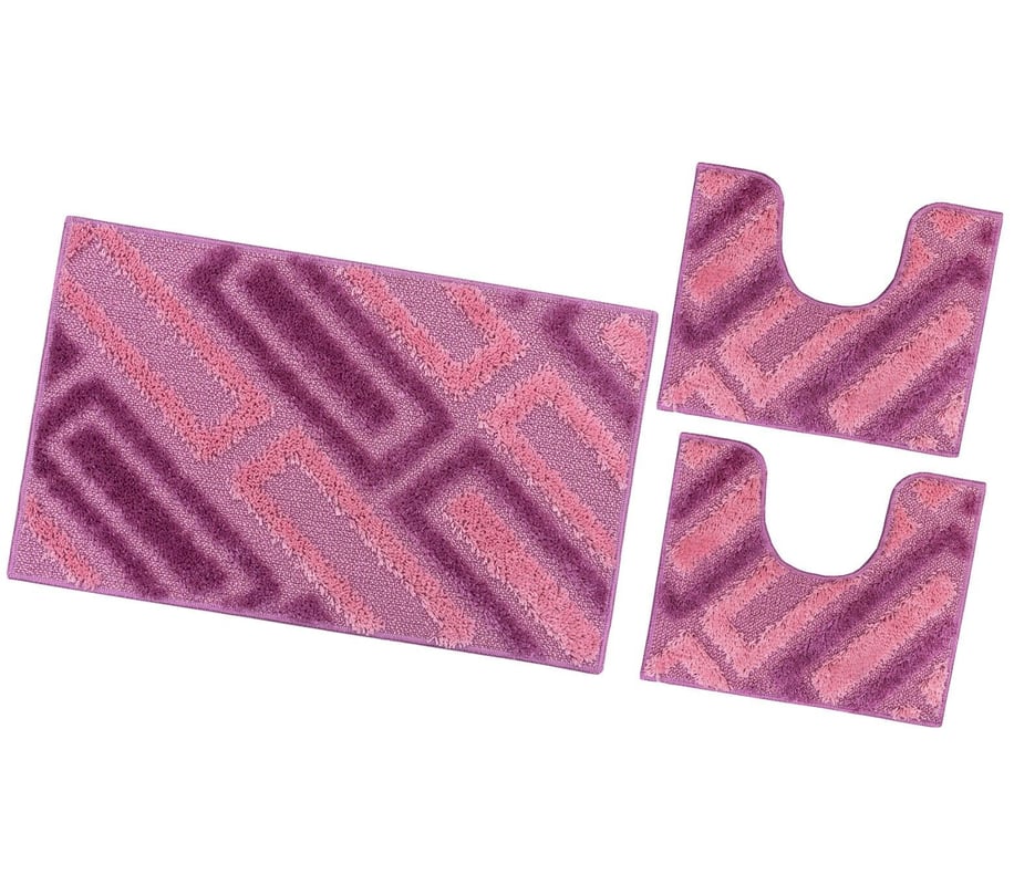 Zestaw 3 Dywaników Mata łazienkowa Nowoczesny Miękki Absorbent Antypoślizgowy Zmywalny Róża
