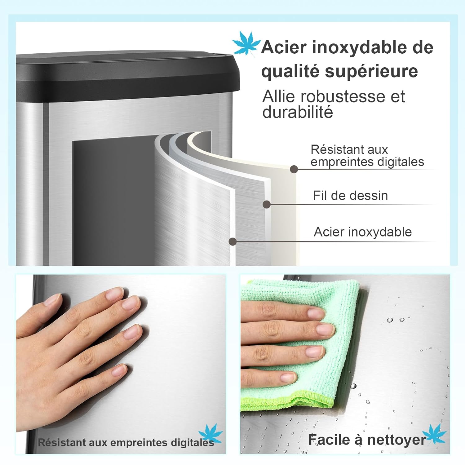 Bidone per Pattumiera da 50 L, Pattumiera da Cucina con Pedale, Coperchio e Scomparto Deodorante, Ideale per Casa Ufficio (50L, Argento) - 6