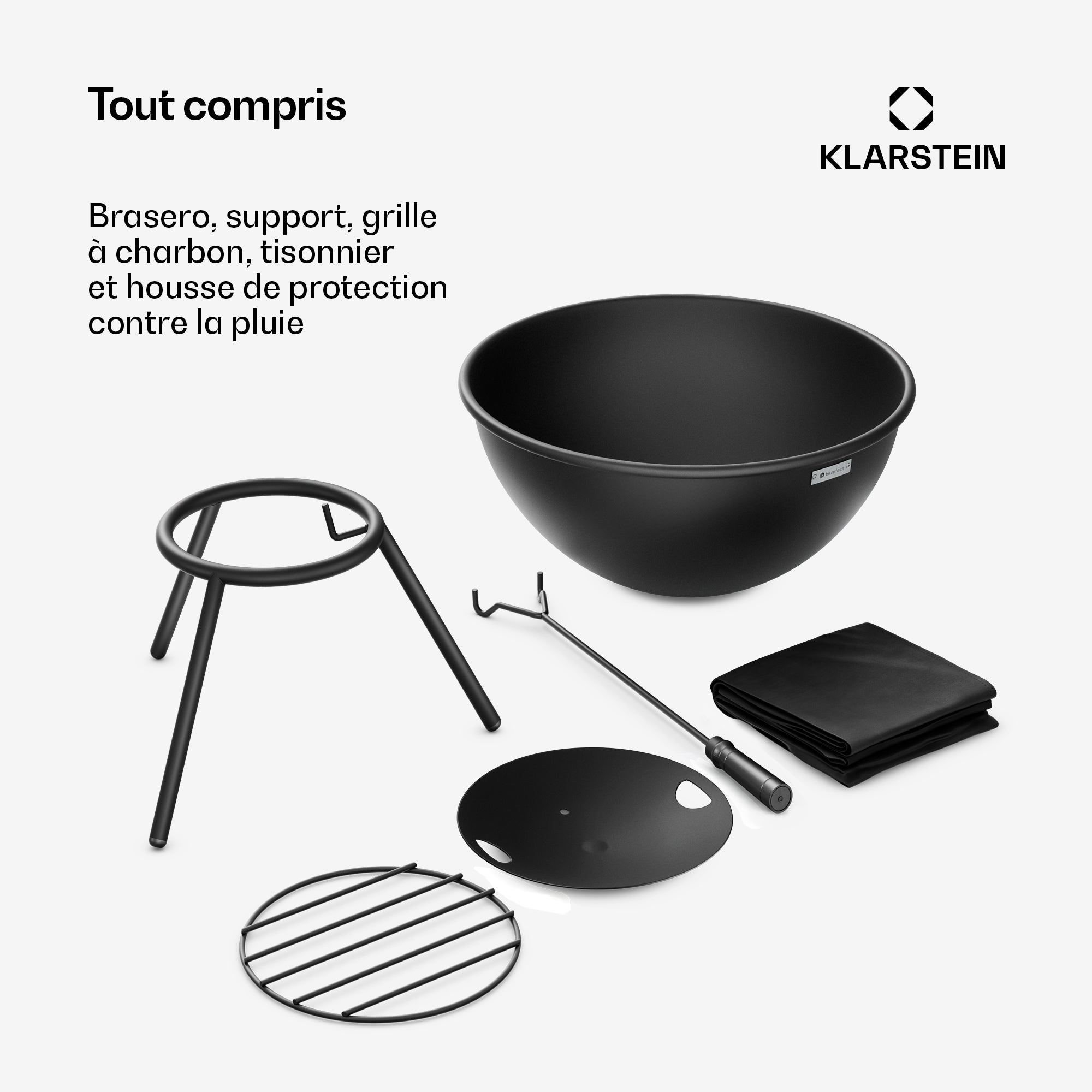 KLARSTEIN Fireball coupe-feu basse | protection anti-étincelles | résistant à la corrosion | robuste | 43 cm | noir Noir - 5
