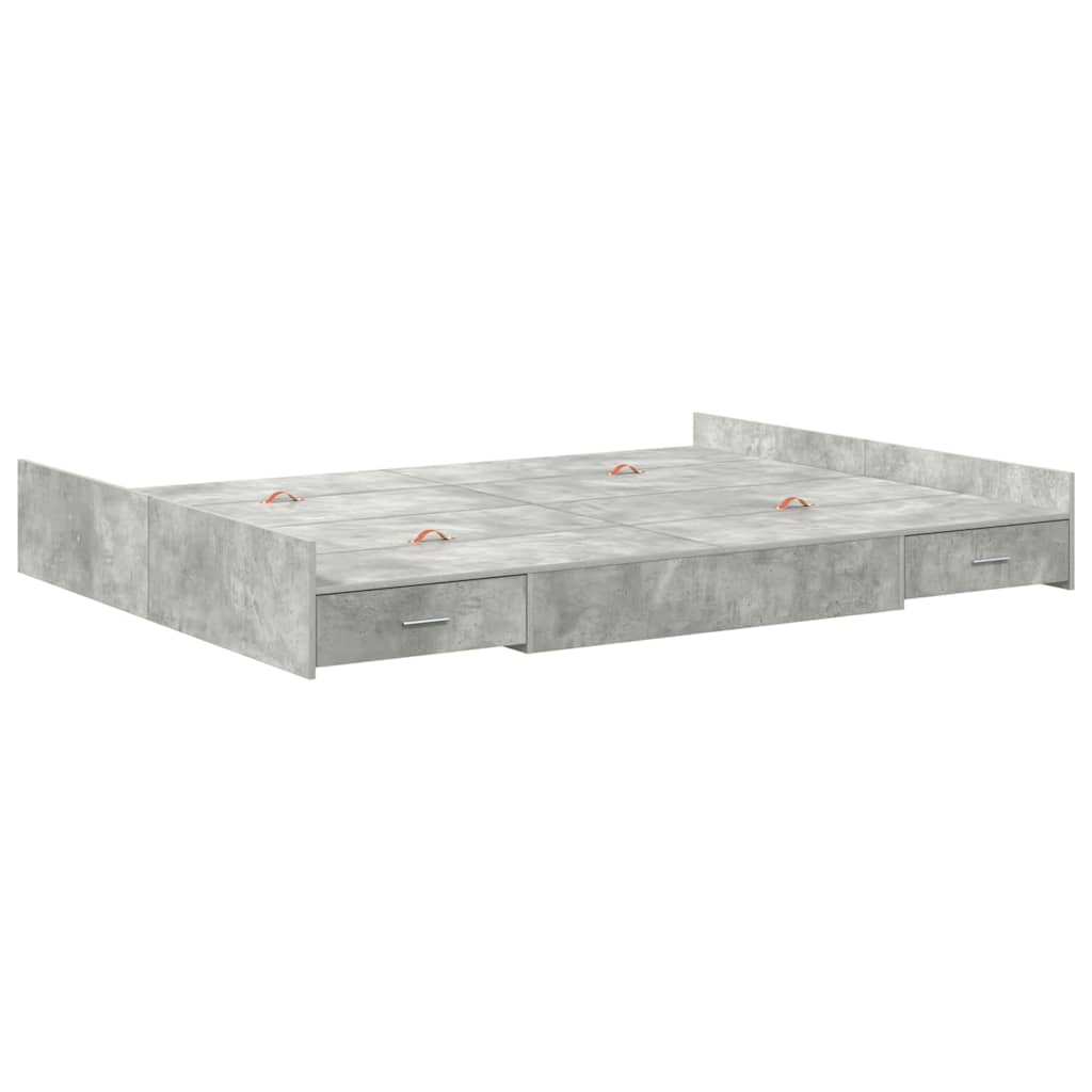 Cadre de lit avec rangement et tiroir gris béton 140 x 200 cm - 4