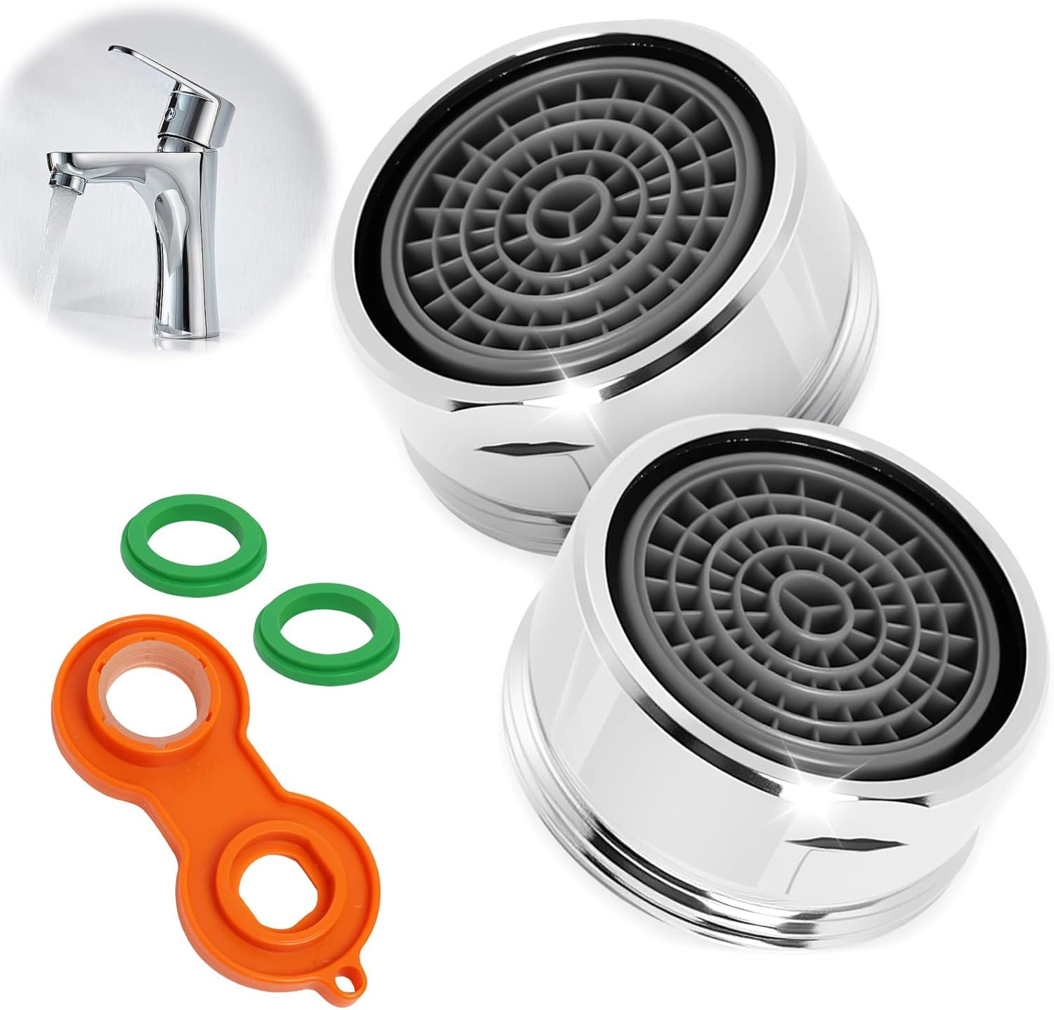 Aerator pentru robinet din alamă, potrivit pentru robinete cu filet interior mm, filtru anticalcar pentru robinet, aerator rezistent la stropire