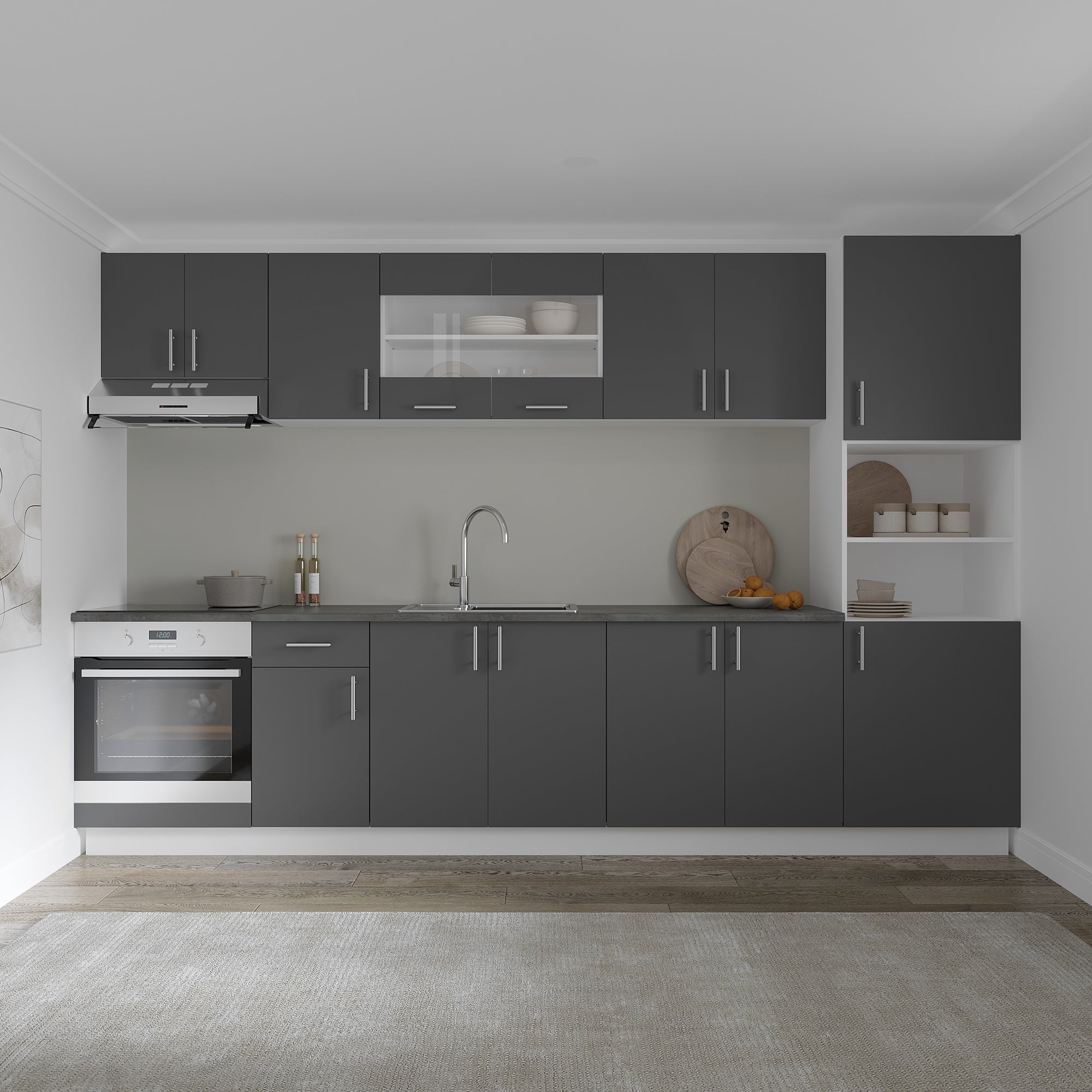 Meuble haut haaus Karo, 1 porte, Anthracite/Blanc, 40 x 30 x 60 cm - 7