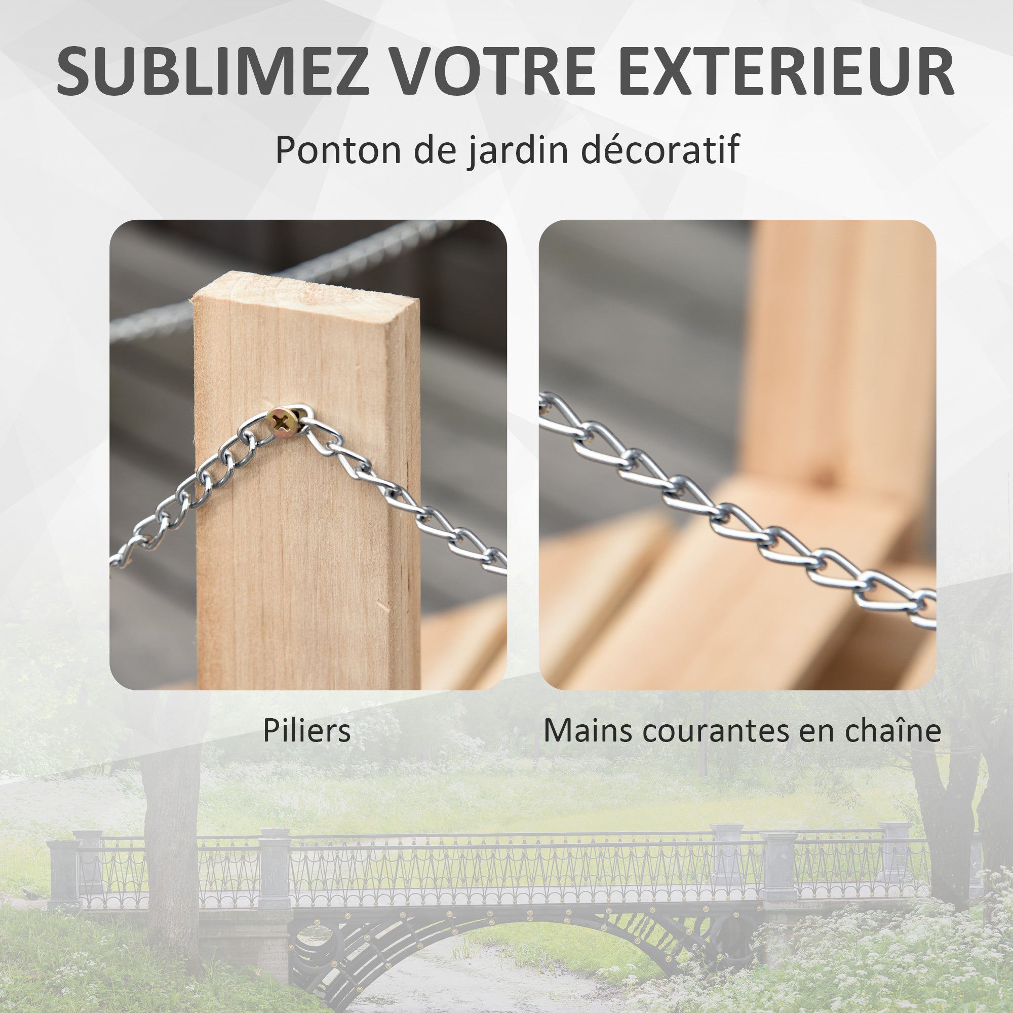 Pont décoratif en bois de sapin pour jardin - 5