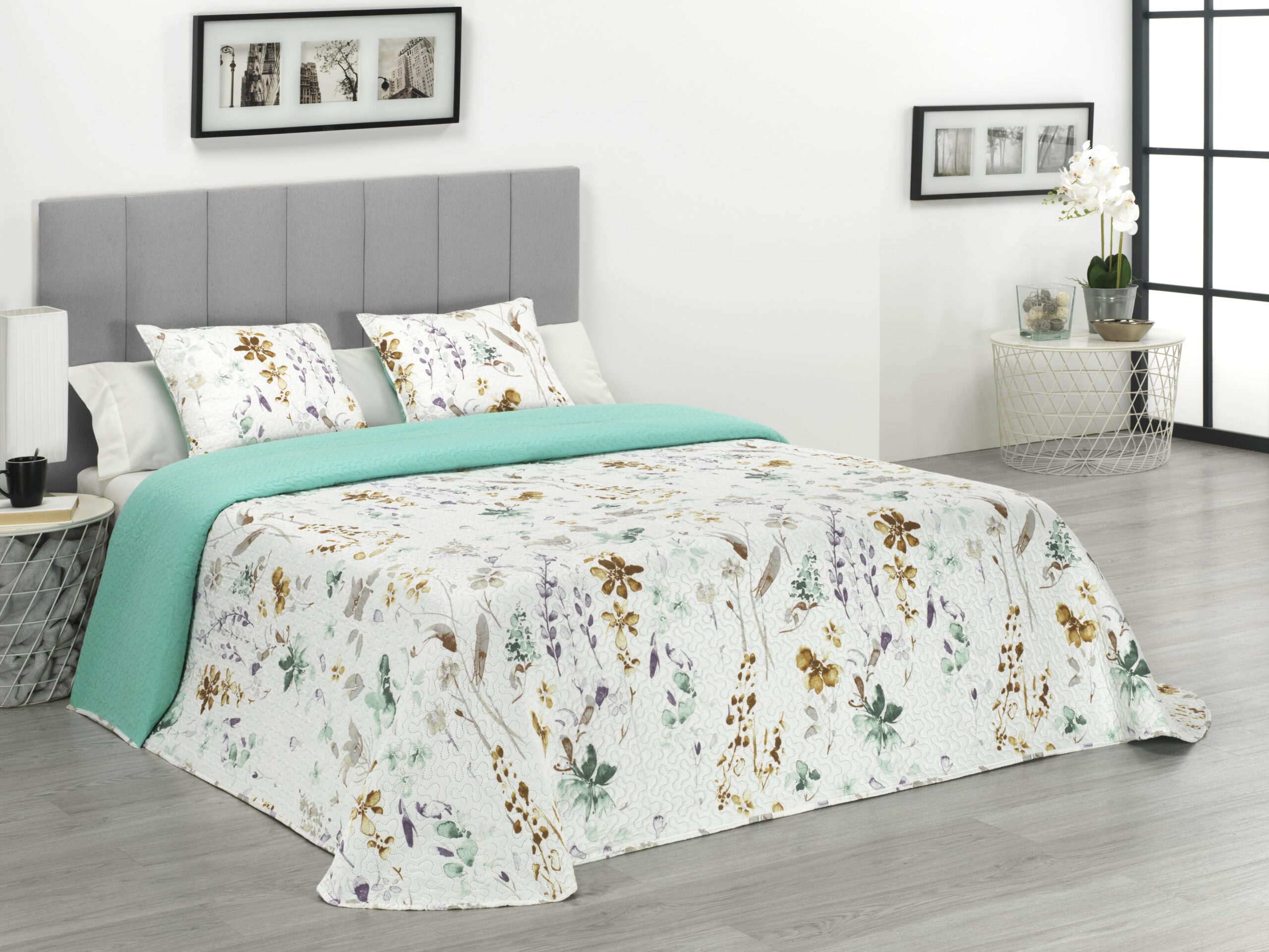 Colcha bouti estampada + fundas cojines marvao cama de 105cm 200x260cm donegal collections