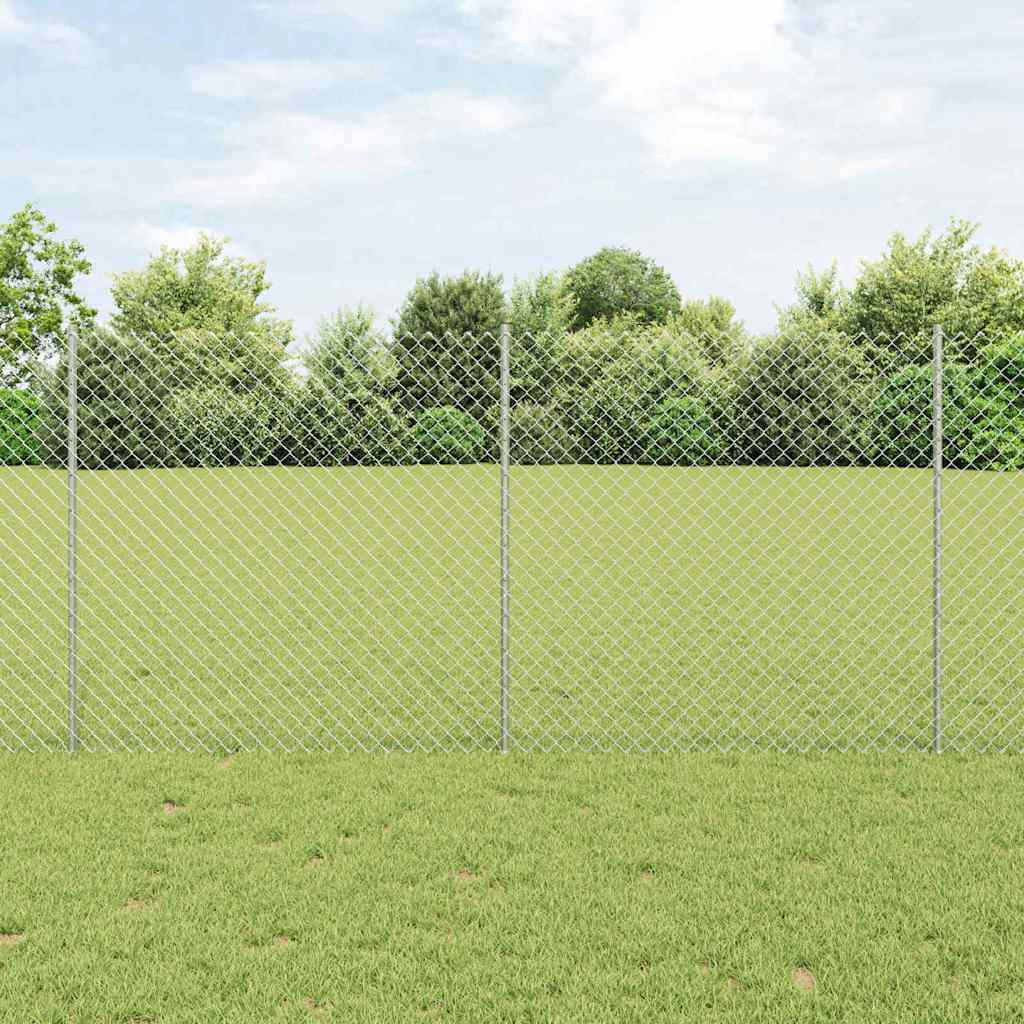 Ogrodzenie z słupkiem Srebrny 1,2 x 10 m Stal vidaXL