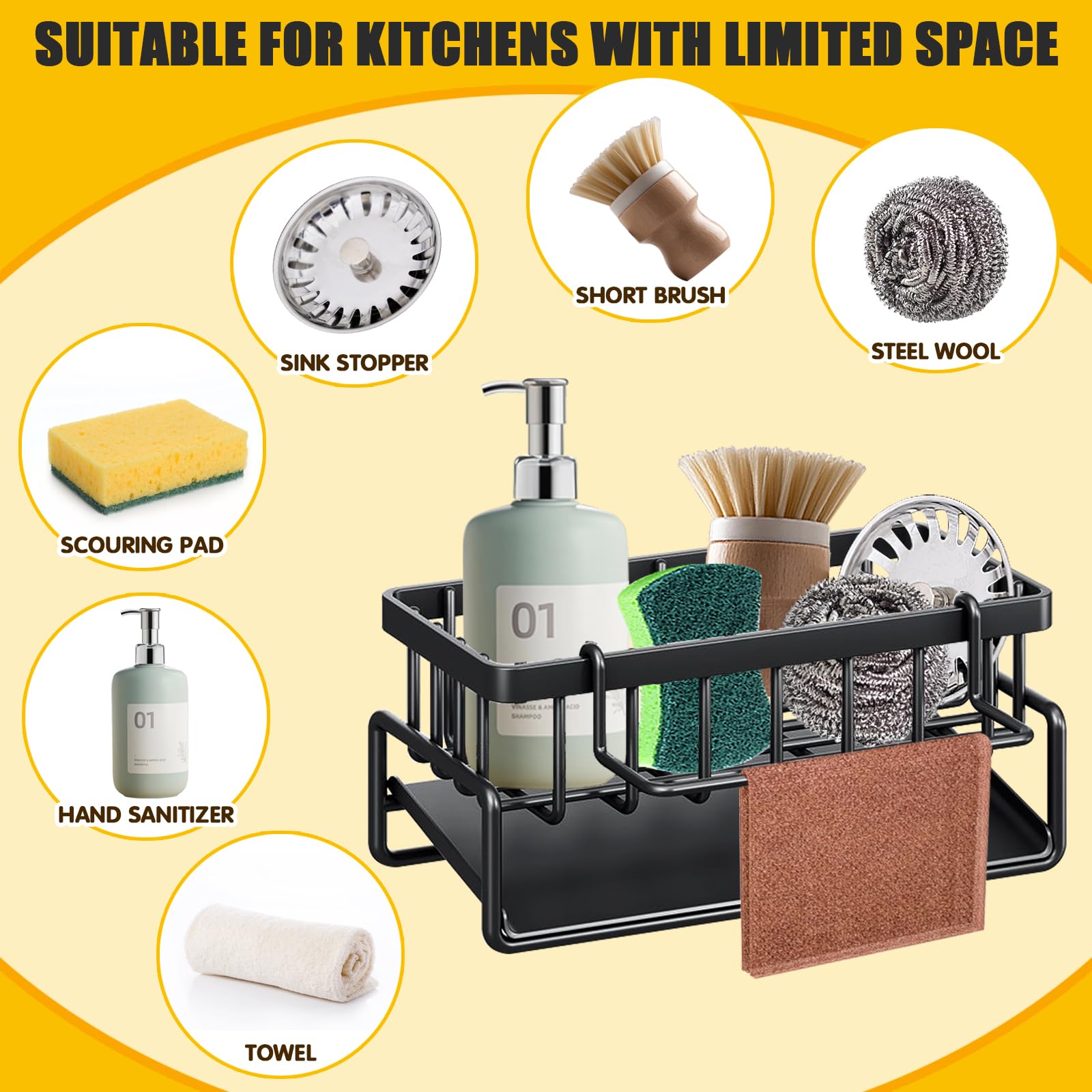 Organisateur D'évier De Cuisine, Rangement Evier Cuisine Avec Plateau De Drainage, Rangement