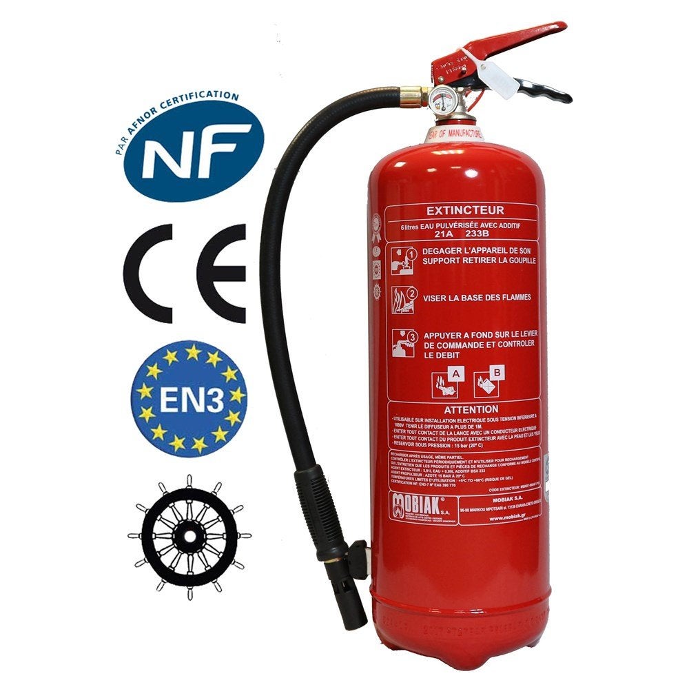 Extincteur 6 litres NF + Support fixation + Panneau signalétique ...
