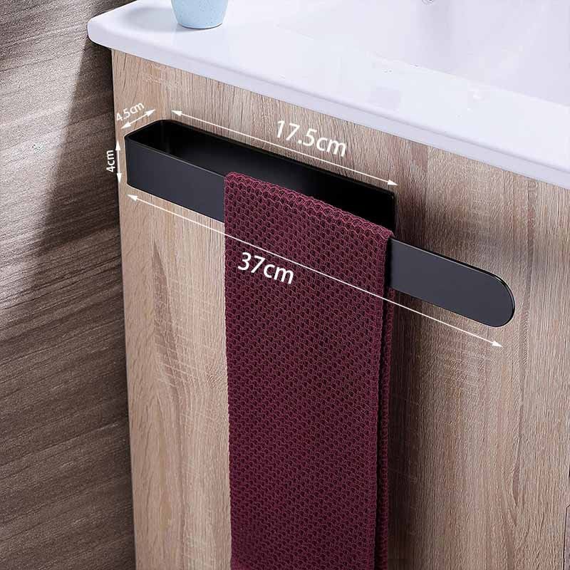 Porte-serviettes , élégant et pratique pour salle de bain, barre à serviettes murale en acier inoxydable，noir - 5